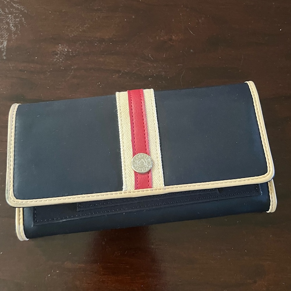 navy striped Liz Claiborne wallet waterproof